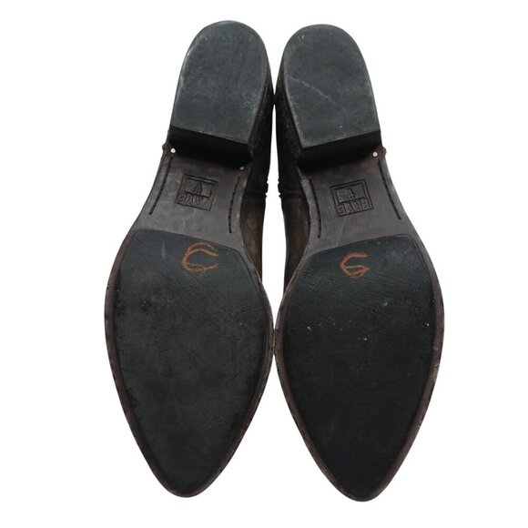 Frye Ray Seam Brown Distressed Leather Western Heeled Ankle Boots Womens 7.5 - Picture 11 of 12